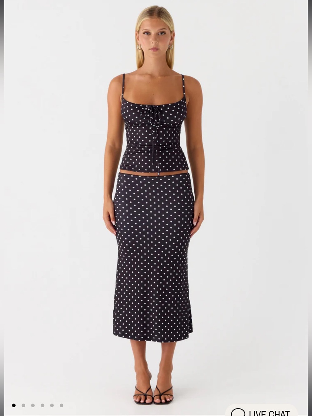 peppermayo black & white polka dot midi skirt
